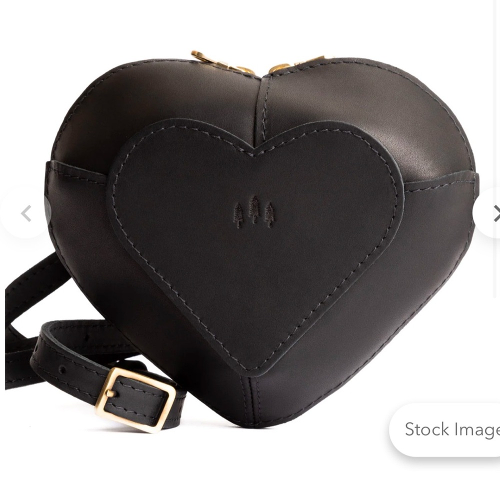 NWOT Portland Leather Valentina Heart-Shaped Black Leather Bag